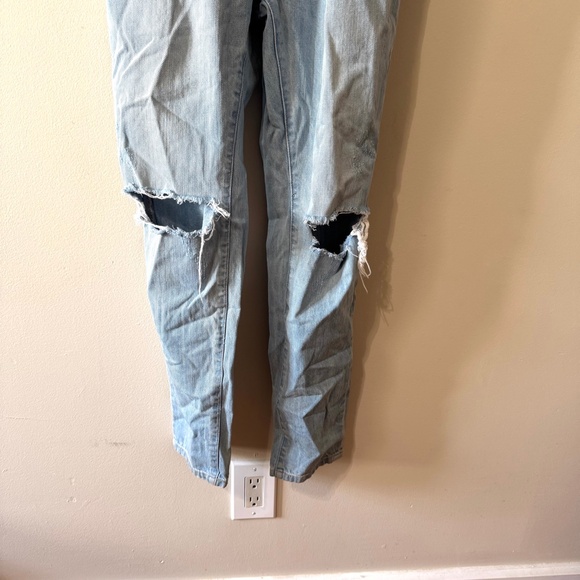 H&M Denim Overalls Long Pants Jean Distressed Knee patch 8 - Picture 4 of 9